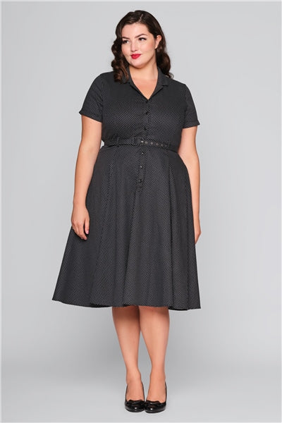 Caterina Mini Polka Kleid in schwarz