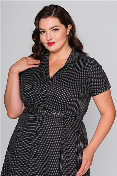 Caterina Mini Polka Kleid in schwarz