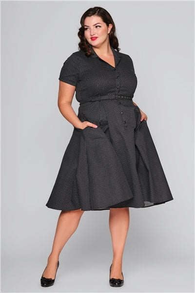 Caterina Mini Polka Kleid in schwarz