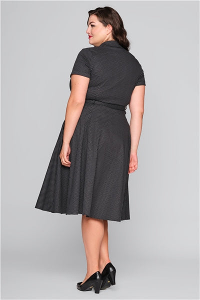 Caterina Mini Polka Kleid in schwarz