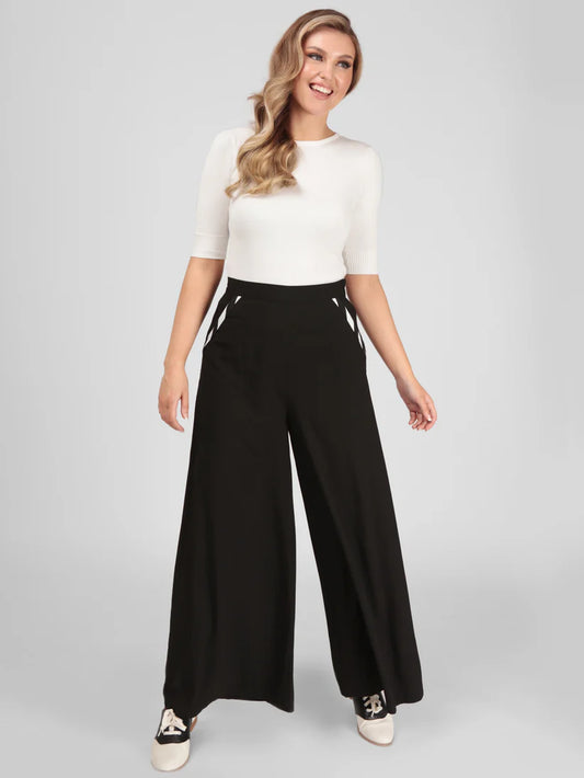 Sveva Wide Leg Trousers schwarz