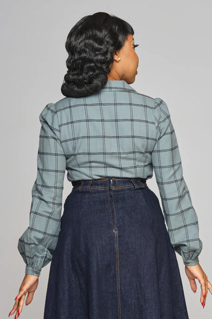 Jerry Seafoam Check 40s Bluse