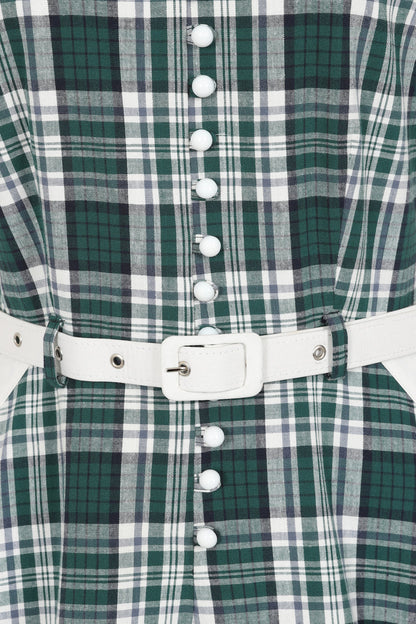 Marjorie Emerald 40s Check Kleid