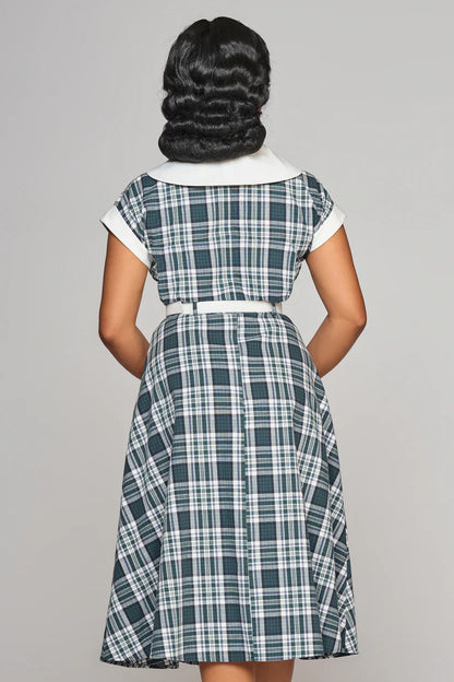 Marjorie Emerald 40s Check Kleid