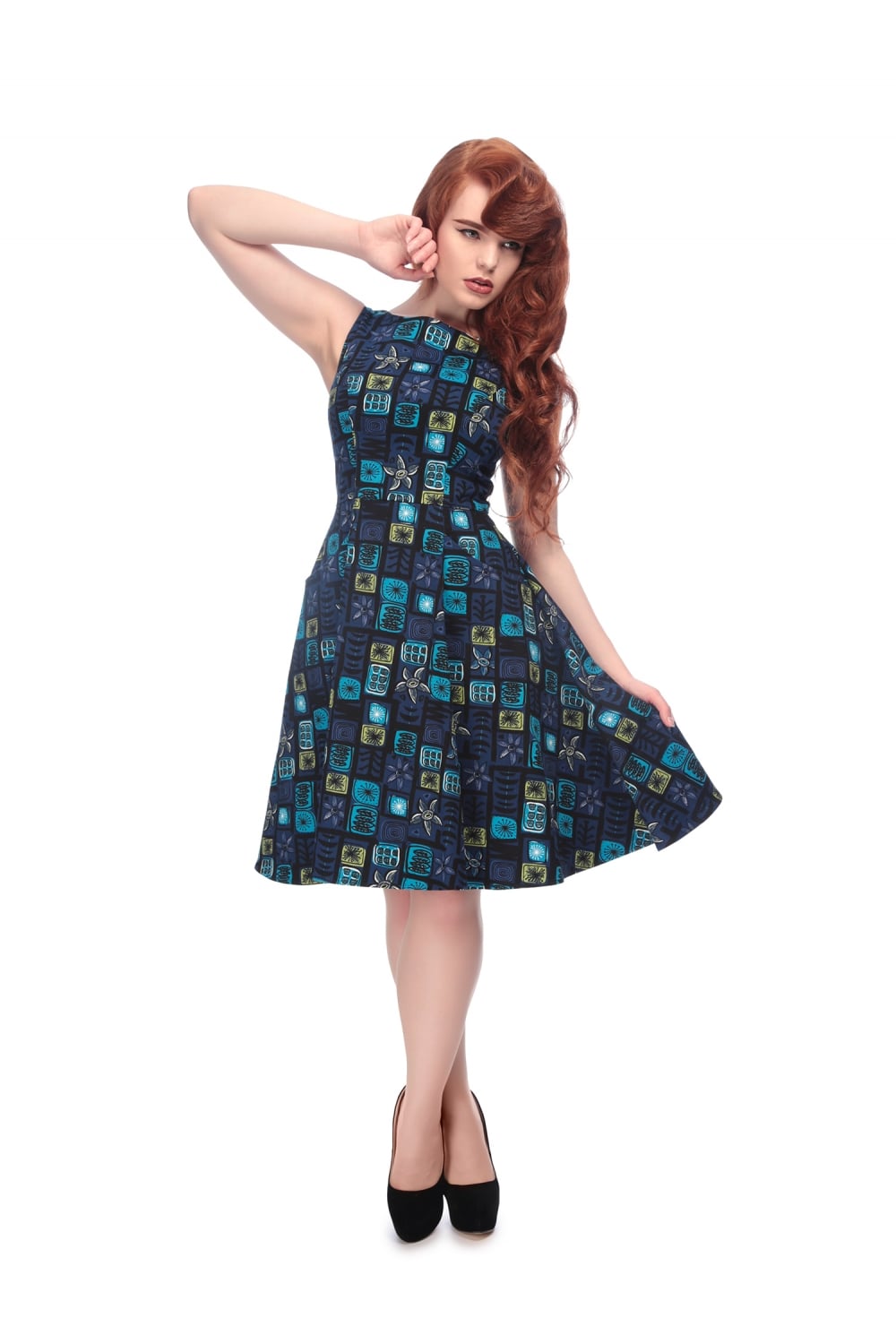 Abstract Floral Swing Dress Hepburn