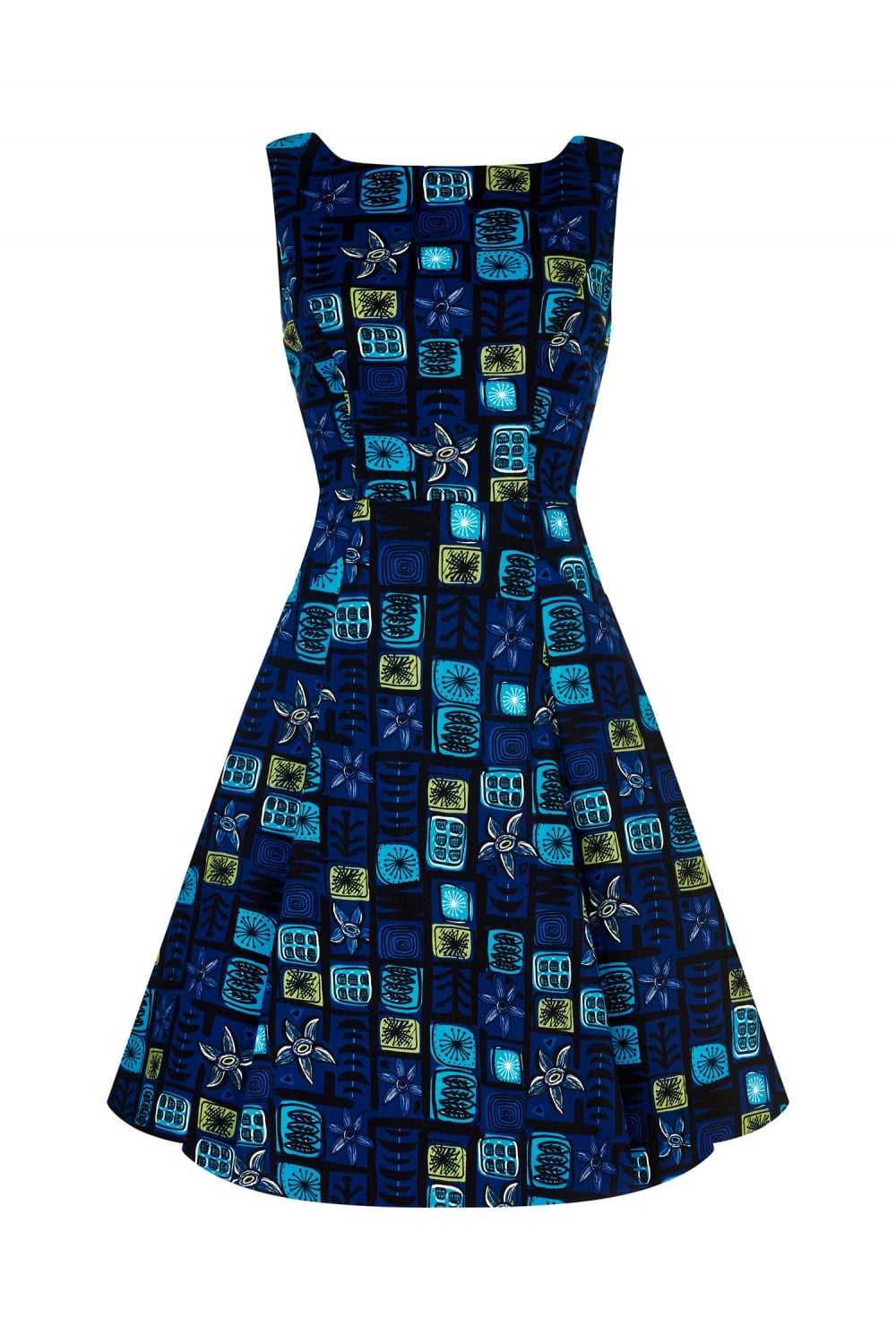 Abstract Floral Swing Dress Hepburn