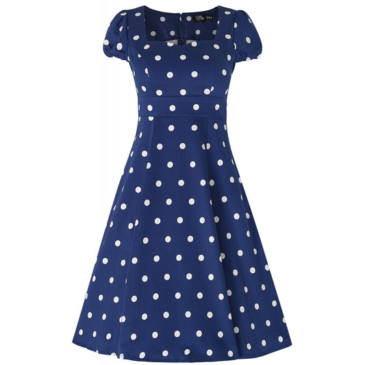 Claudia Polka Dress navy