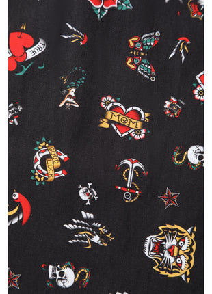 Retro Tattoo Print Skirt