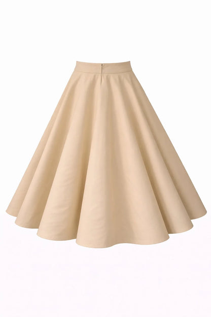 Maisie Skirt – cremefarbener Vintage-Tellerrock mit Taschen