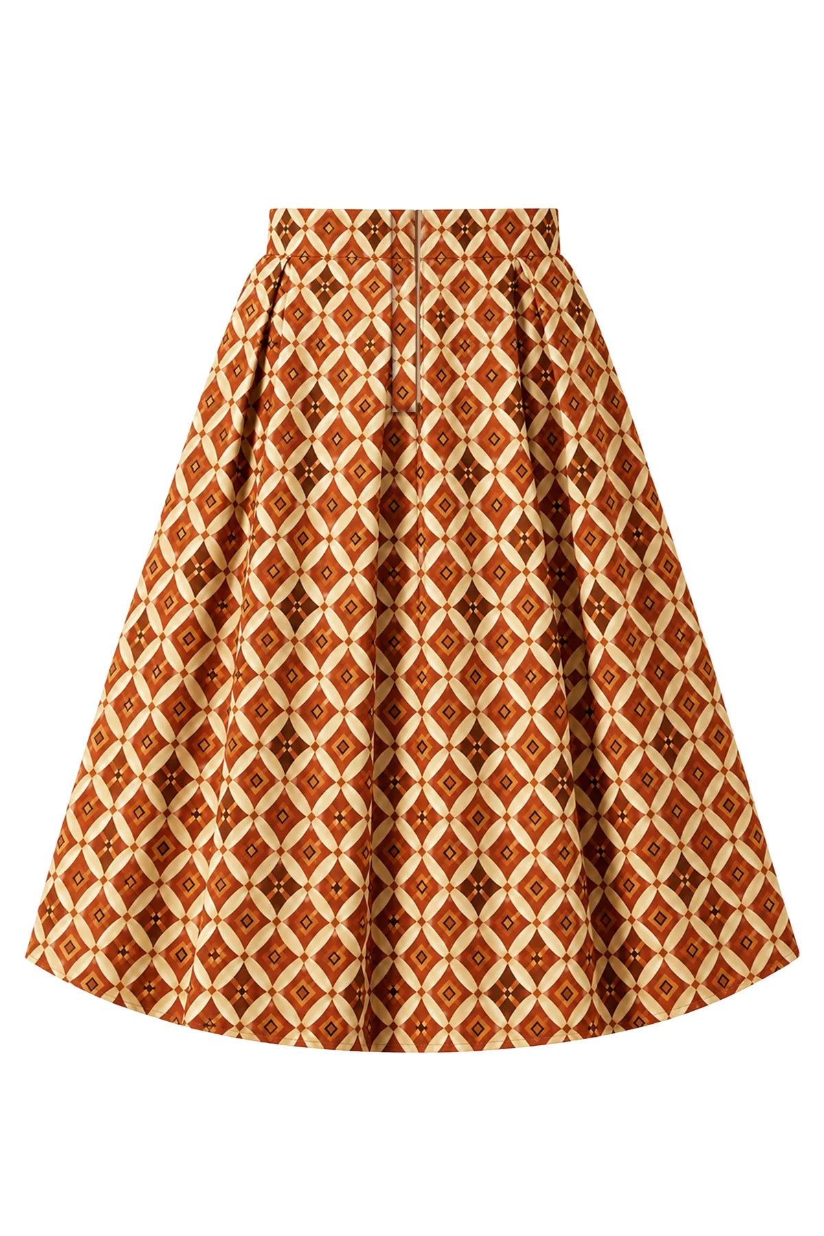 Aisley – Vintage-Swingrock mit Rautenmuster in Orange & Taschen