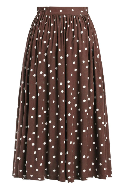 Estelle Polka Dot Skirt - Midi Rock in braun