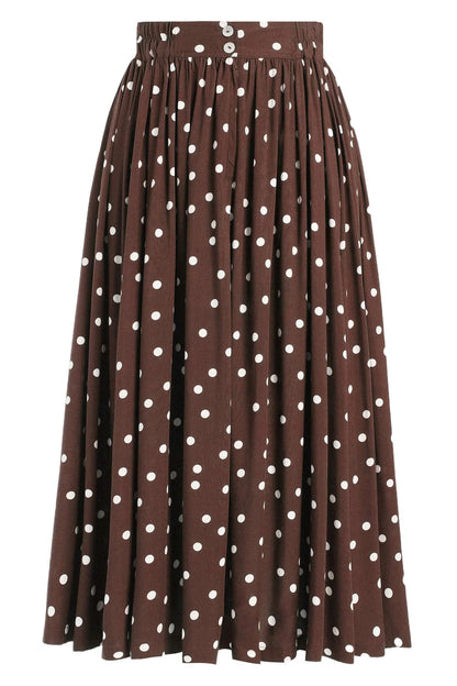 Estelle Polka Dot Skirt - Midi Rock in braun