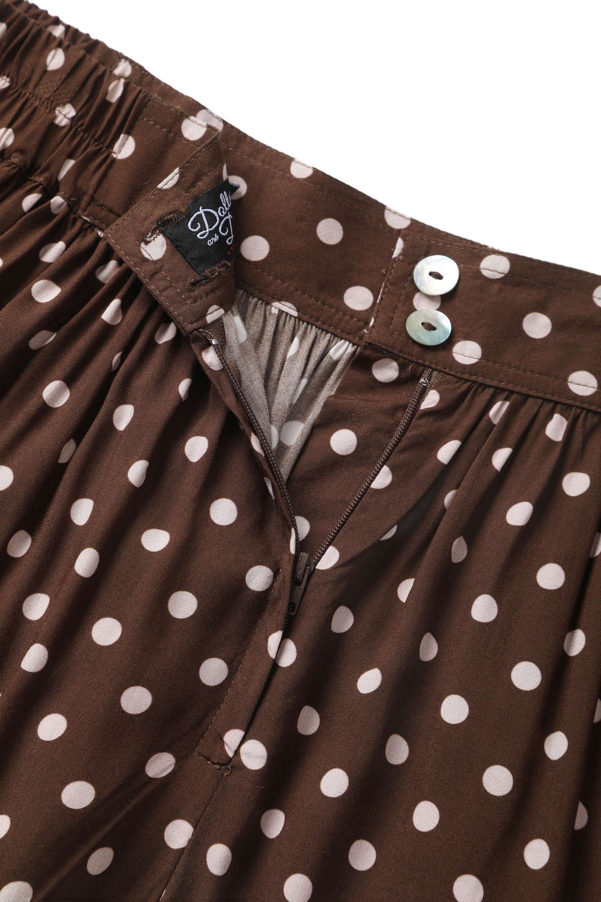 Estelle Polka Dot Skirt - Midi Rock in braun