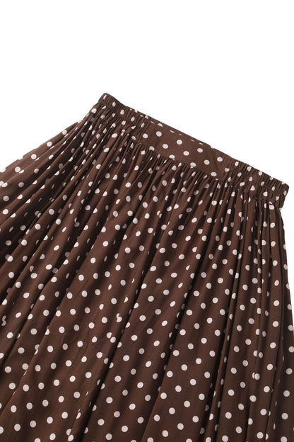 Estelle Polka Dot Skirt - Midi Rock in braun