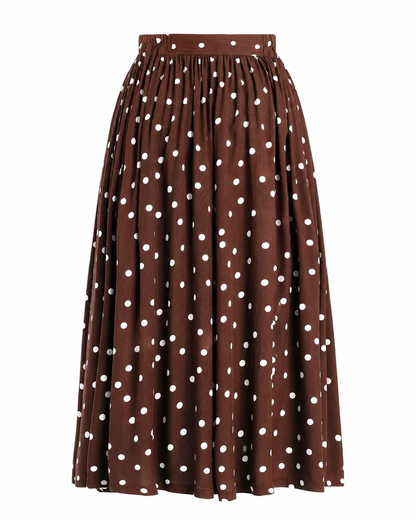 Estelle Polka Dot Skirt - Midi Rock in braun