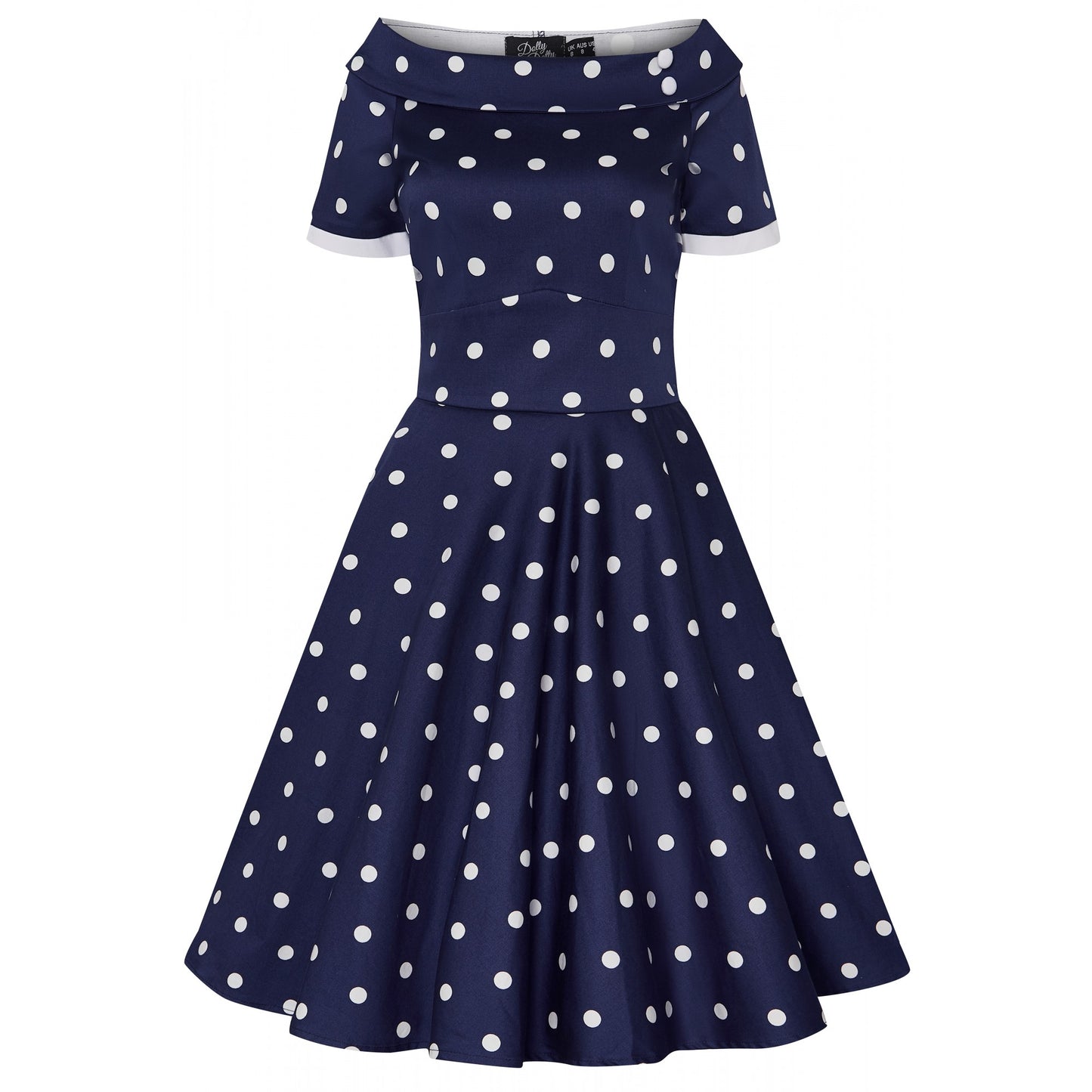 Rockabilly Big Polka Darlene Dress navy