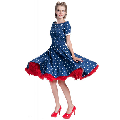 Rockabilly Big Polka Darlene Dress navy