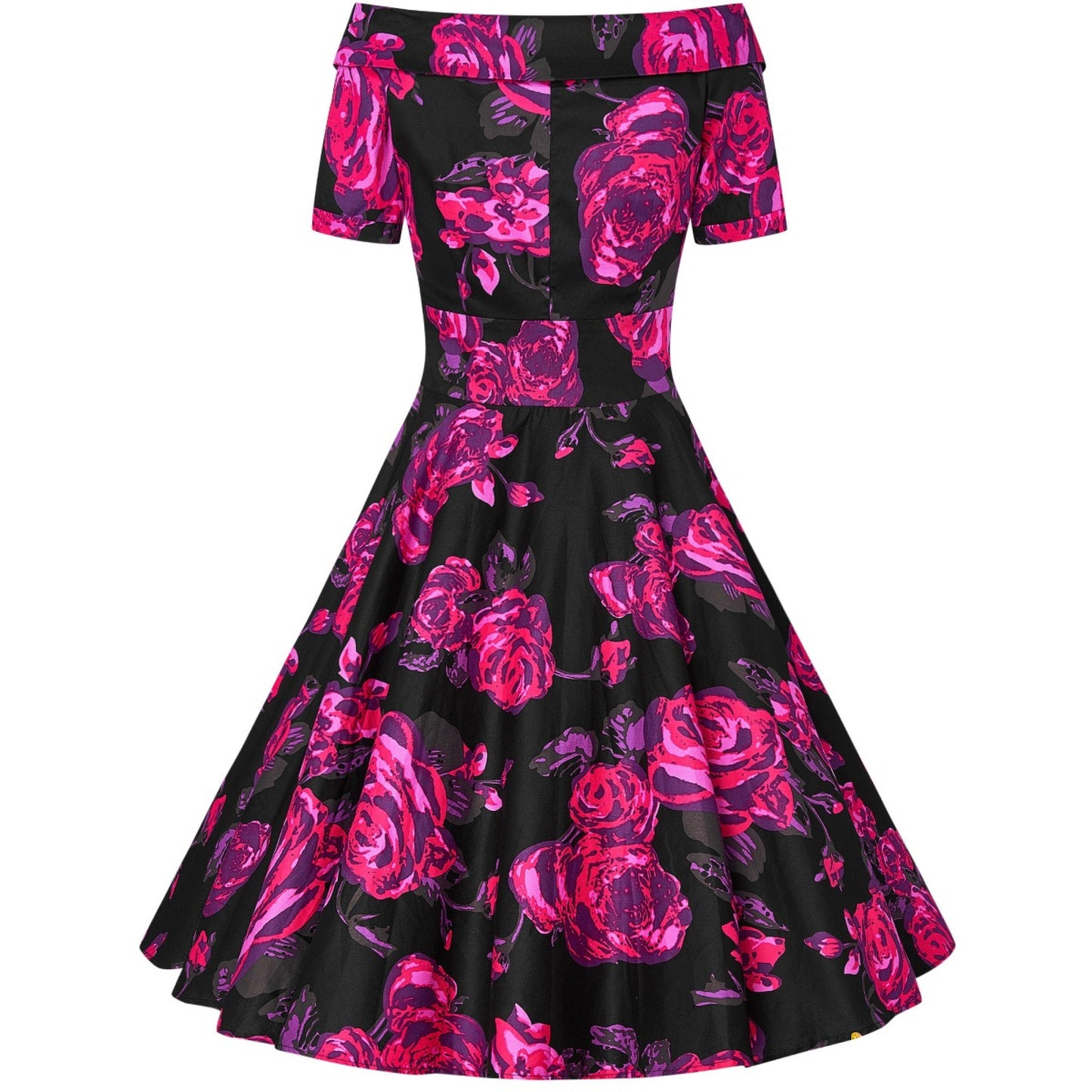 Black & Pink Retro Roses Darlene Dress