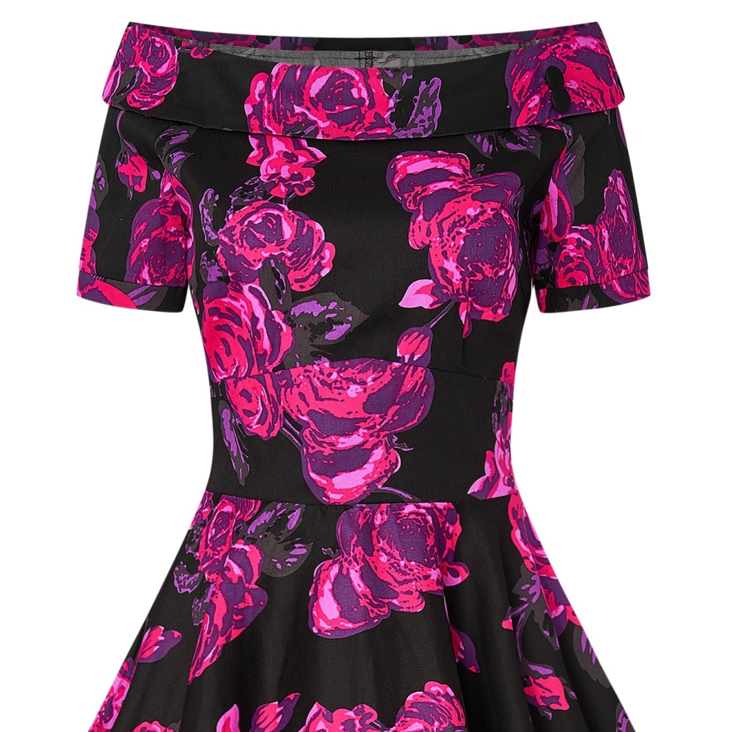 Black & Pink Retro Roses Darlene Dress