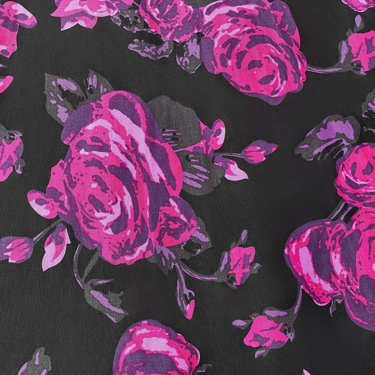 Black & Pink Retro Roses Darlene Dress