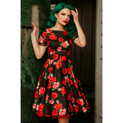 Red & Pink Roses Darlene Dress