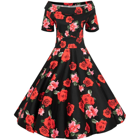 Red & Pink Roses Darlene Dress