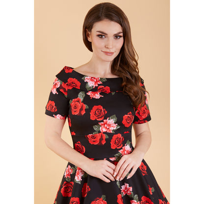 Red & Pink Roses Darlene Dress