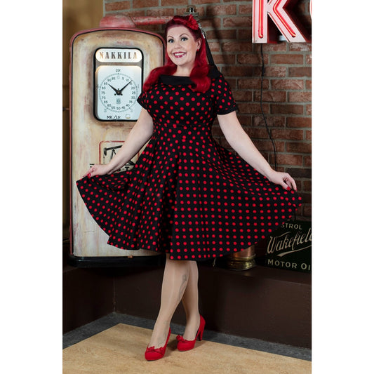 Red Spot Darlene Polka Dress black-red