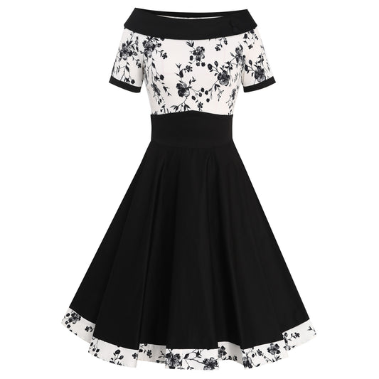 Black & White Rose Darlene Dress