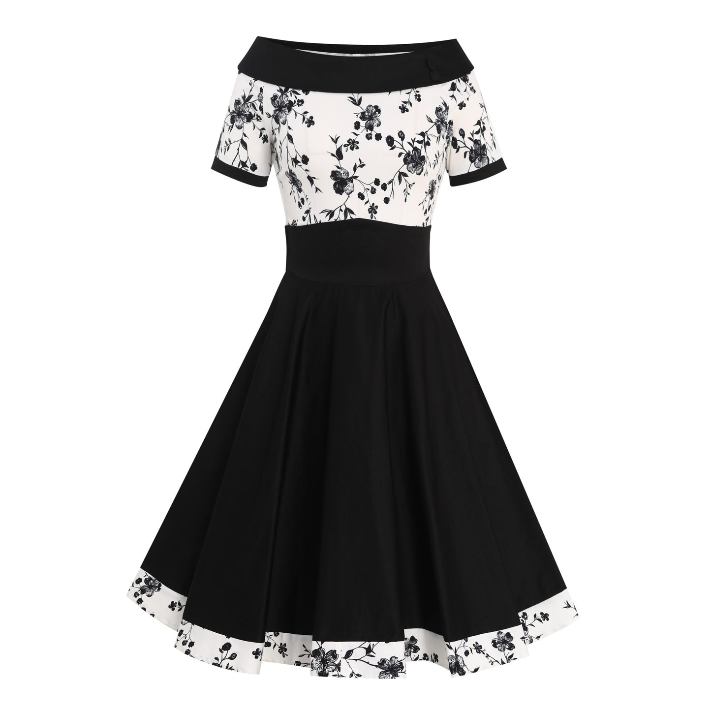 Black & White Rose Darlene Dress