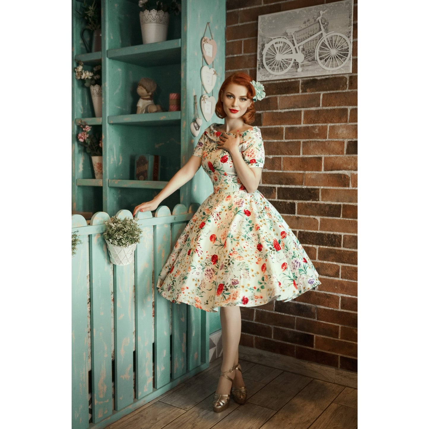 Green Floral Vintage Darlene Dress