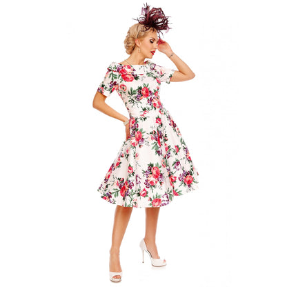 White Floral Vintage Darlene Dress