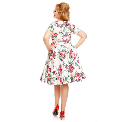 White Floral Vintage Darlene Dress