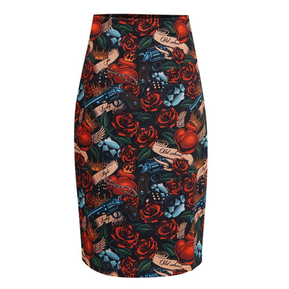 Hearts & Roses Falda Pencil Rock
