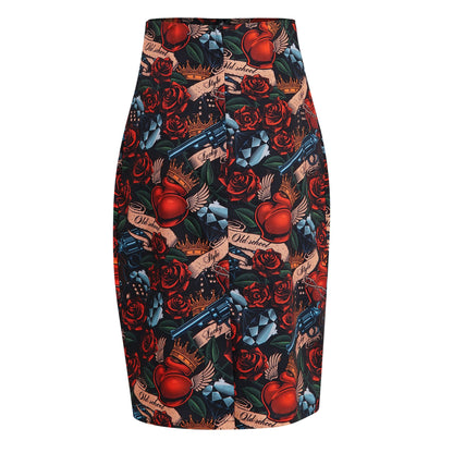 Hearts & Roses Falda Pencil Rock