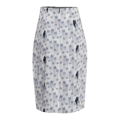 Vintage Cat Print Pencil Skirt