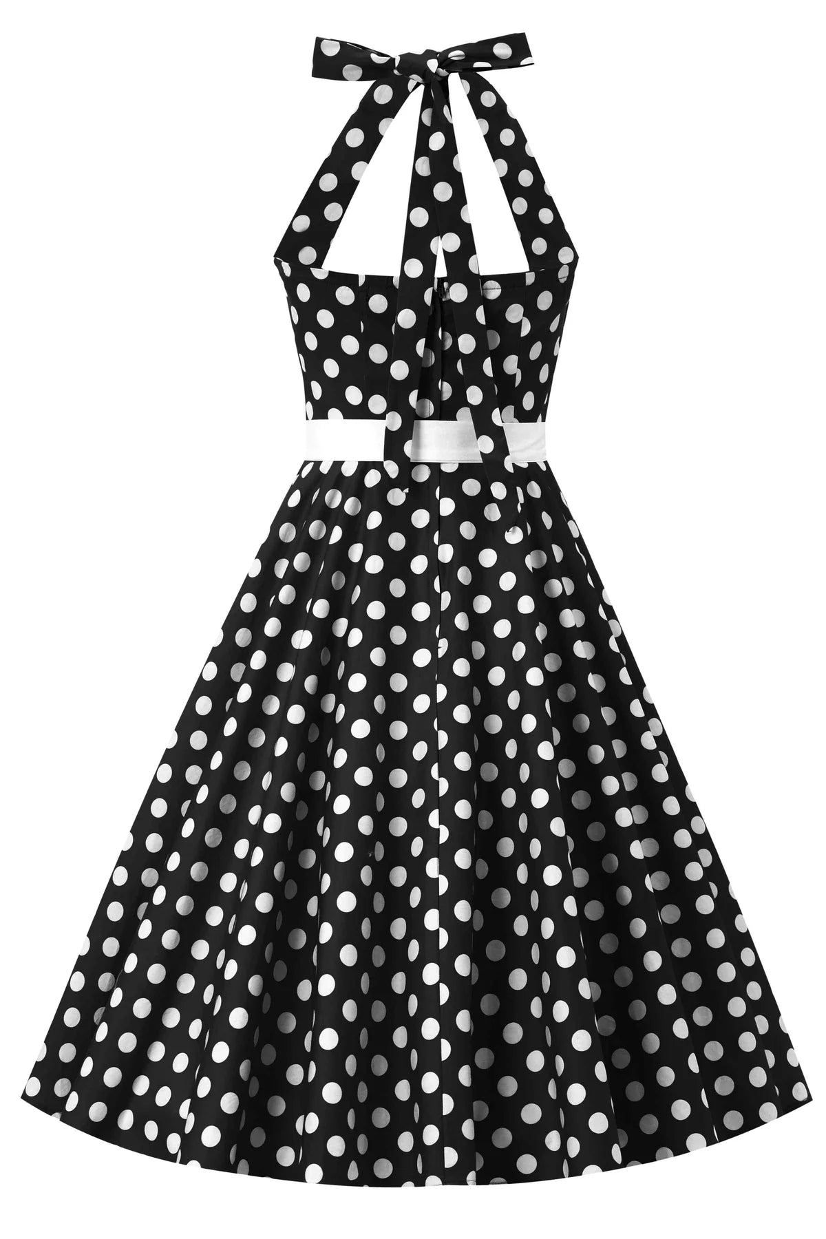 Black Polka Neckholder-Kleid - Rockabilly Dress mit Punkten