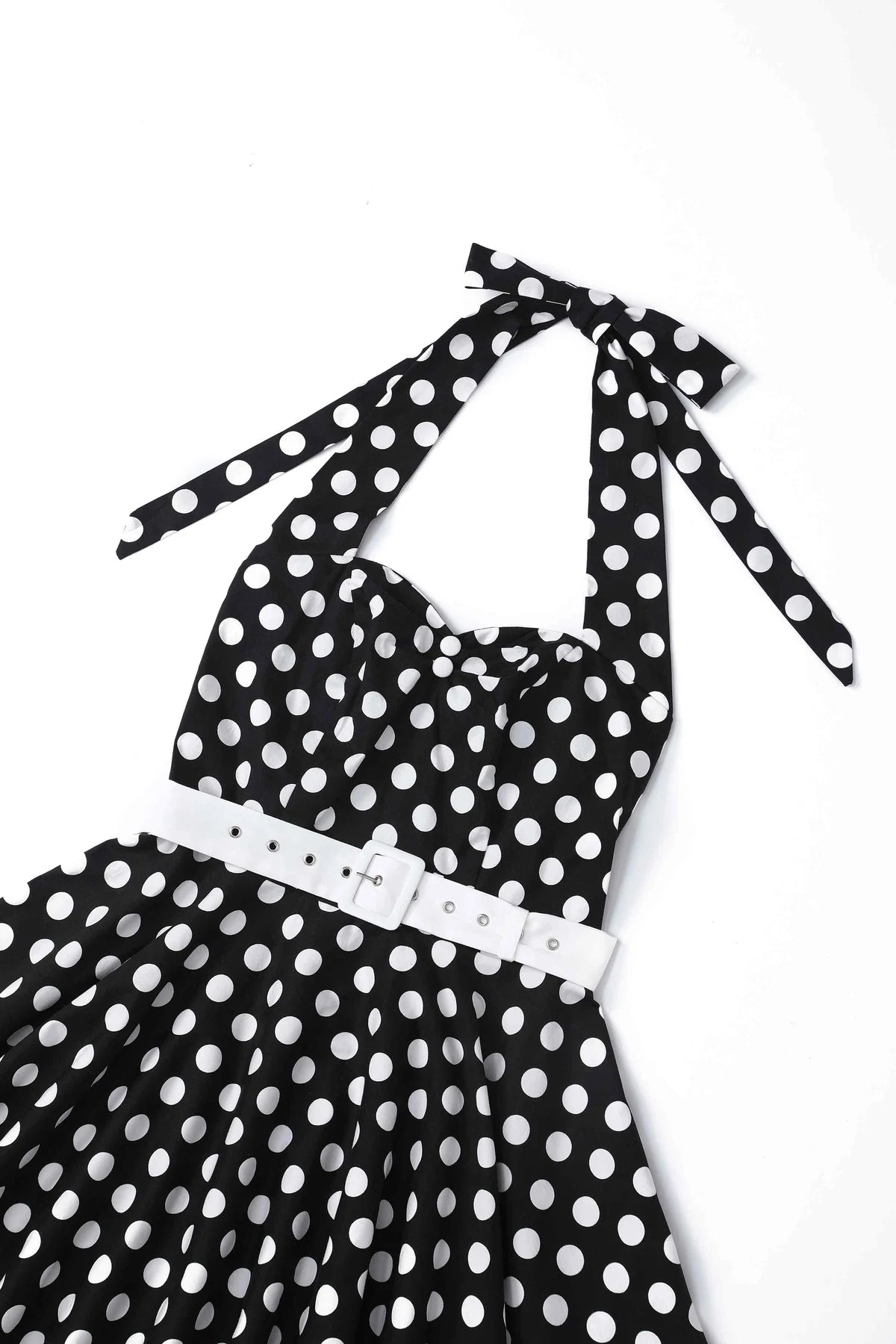 Black Polka Neckholder-Kleid - Rockabilly Dress mit Punkten