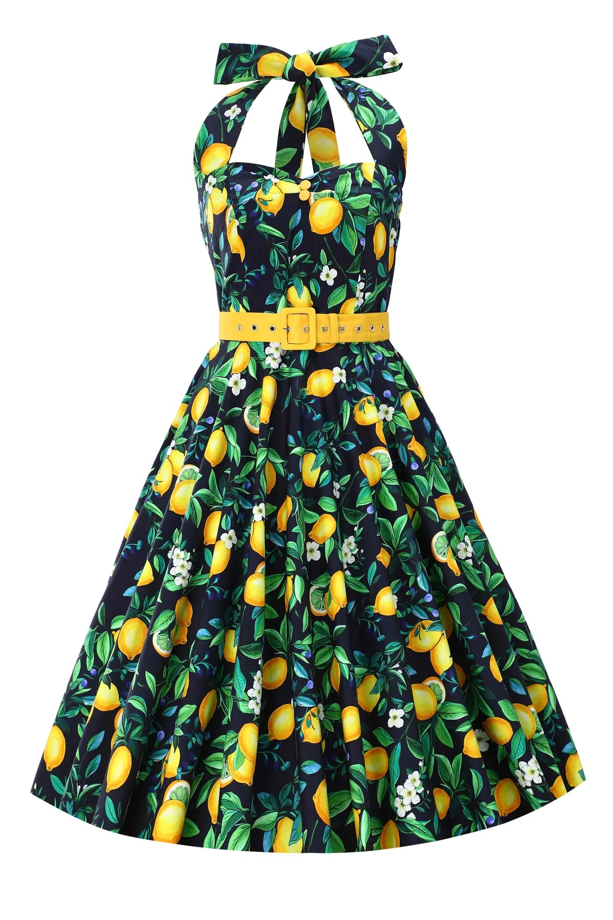 Daisy Lemon Dress - Neckholder Kleid mit Zitronen