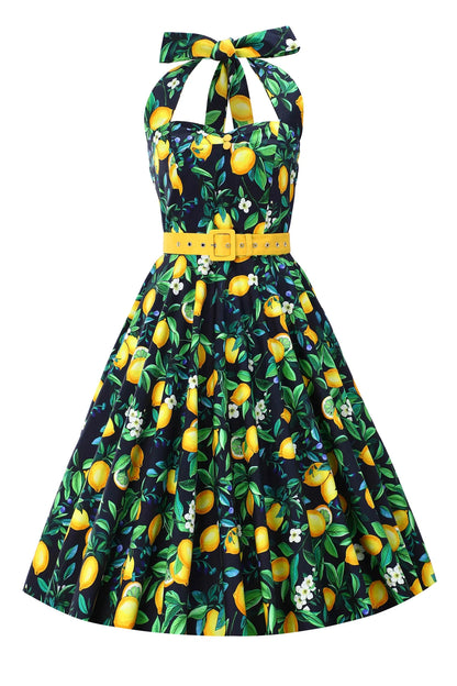 Daisy Lemon Dress - Neckholder Kleid mit Zitronen