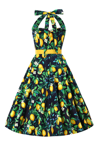 Daisy Lemon Dress - Neckholder Kleid mit Zitronen