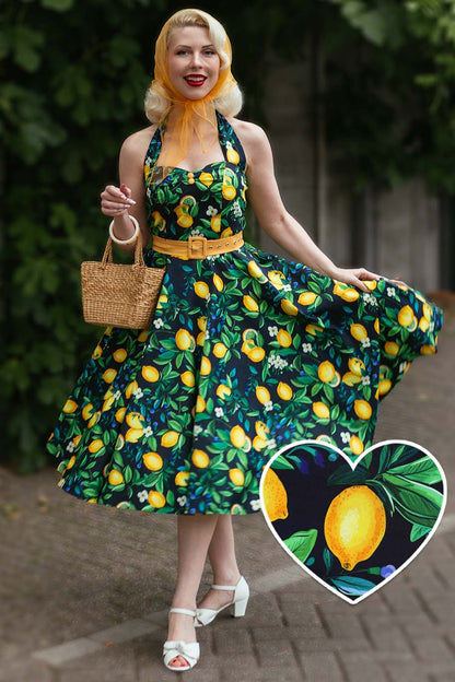Daisy Lemon Dress - Neckholder Kleid mit Zitronen