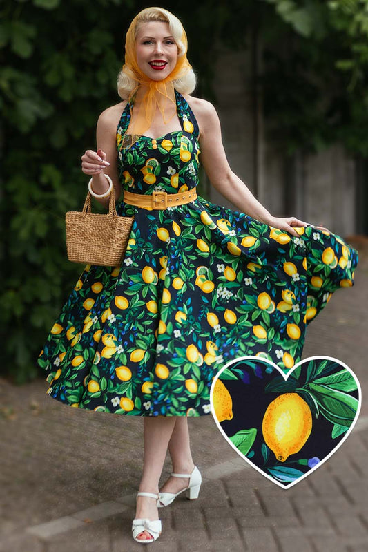 Daisy Lemon Dress - Neckholder Kleid mit Zitronen