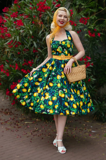 Daisy Lemon Dress - Neckholder Kleid mit Zitronen