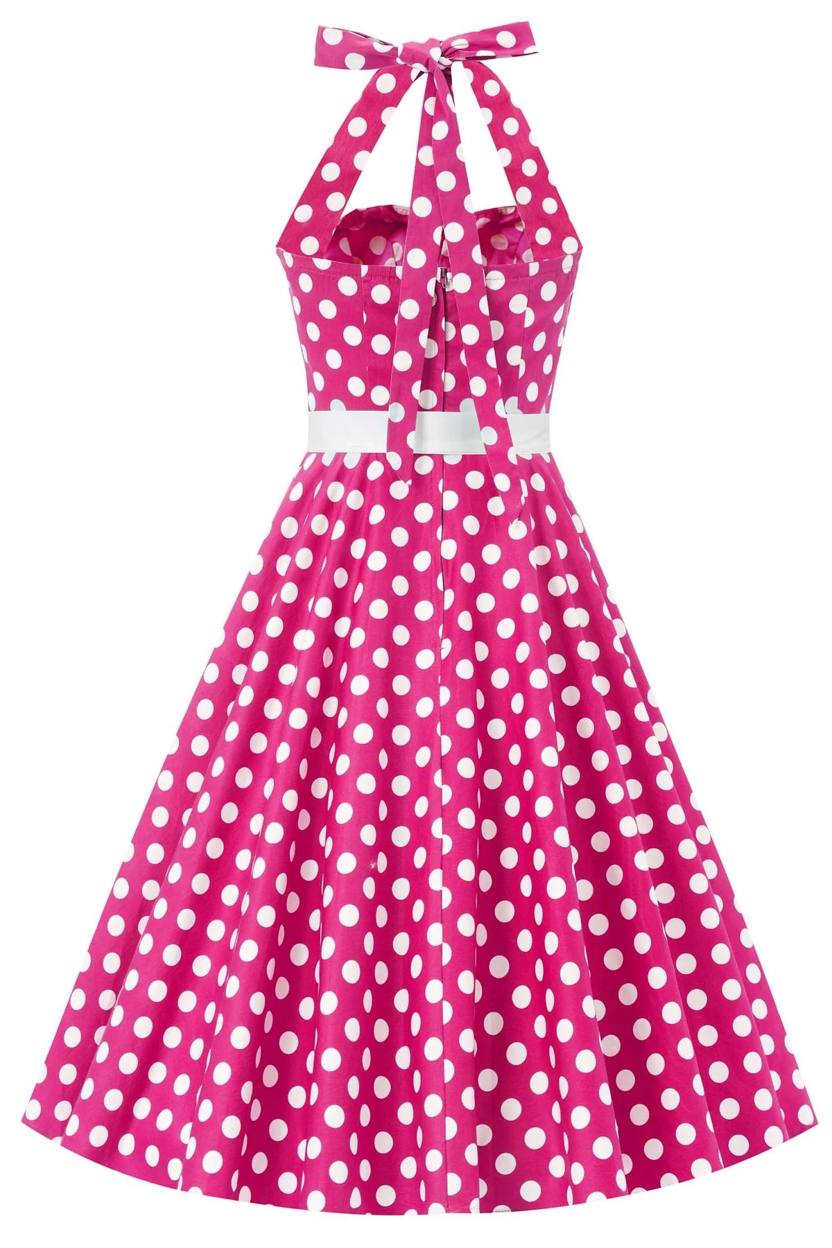 Daisy Pink Polka Neckholder Dress - Rockabilly Kleid