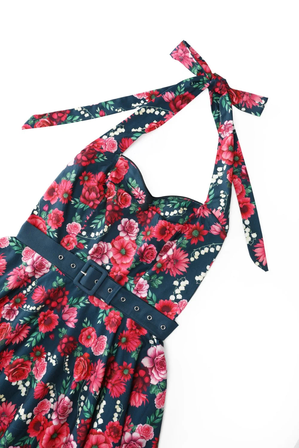 Pink Floral Daisy Dress - Neckholder Kleid mit rosa Blumen