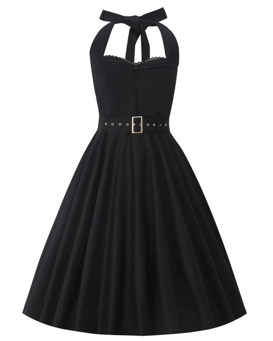 Black Daisy Neckholder Kleid