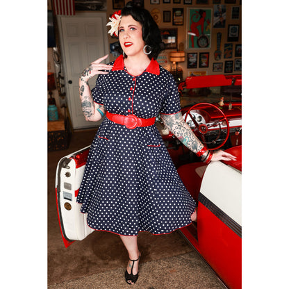 Penelope Polka Dor Kleid navy