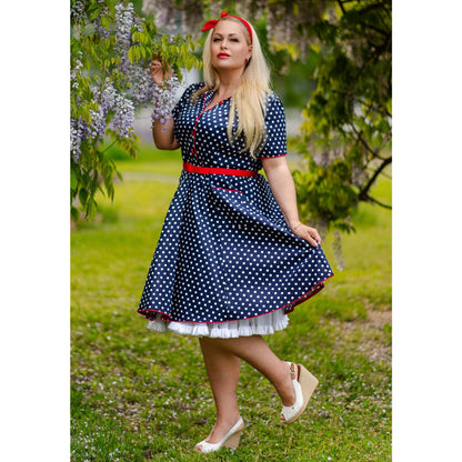 Penelope Polka Dor Kleid navy