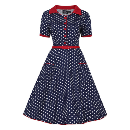 Penelope Polka Dor Kleid navy